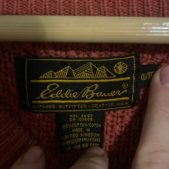Eddie Bauer Red Waffle Henley Sweater Size XL - Picture 3 of 3